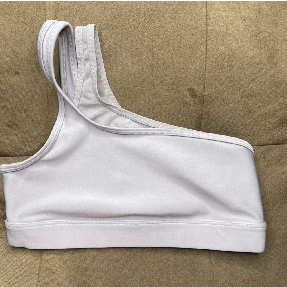 Alo Yoga Asymmetric One-Shoulder Sports Bra gray